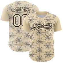 Load image into Gallery viewer, Custom Cream Black 3D Pattern Design Spider Web Authentic Baseball Jersey
