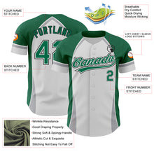 Load image into Gallery viewer, Custom White Kelly Green Gray-Black 3D Pattern Design Curve Solid Authentic Baseball Jersey
