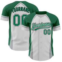 Load image into Gallery viewer, Custom White Kelly Green Gray-Black 3D Pattern Design Curve Solid Authentic Baseball Jersey
