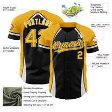 Load image into Gallery viewer, Custom Black Gold-White 3D Pattern Design Curve Solid Authentic Baseball Jersey
