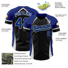 Load image into Gallery viewer, Custom Black Royal-White 3D Pattern Design Curve Solid Authentic Baseball Jersey
