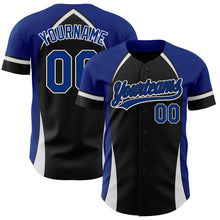 Load image into Gallery viewer, Custom Black Royal-White 3D Pattern Design Curve Solid Authentic Baseball Jersey
