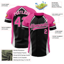 Load image into Gallery viewer, Custom Black Pink-White 3D Pattern Design Curve Solid Authentic Baseball Jersey
