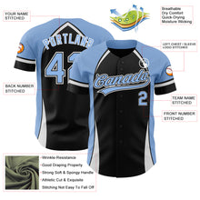 Load image into Gallery viewer, Custom Black Light Blue-White 3D Pattern Design Curve Solid Authentic Baseball Jersey
