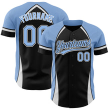 Load image into Gallery viewer, Custom Black Light Blue-White 3D Pattern Design Curve Solid Authentic Baseball Jersey
