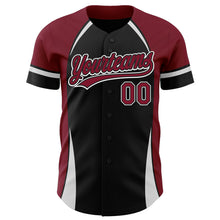 Load image into Gallery viewer, Custom Black Crimson-White 3D Pattern Design Curve Solid Authentic Baseball Jersey
