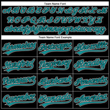 Load image into Gallery viewer, Custom Black Teal-White 3D Pattern Design Curve Solid Authentic Baseball Jersey
