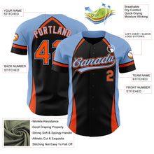 Load image into Gallery viewer, Custom Black Orange-Powder Blue 3D Pattern Design Curve Solid Authentic Baseball Jersey
