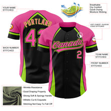 Load image into Gallery viewer, Custom Black Pink-Neon Green 3D Pattern Design Curve Solid Authentic Baseball Jersey
