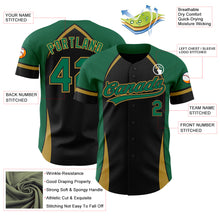 Load image into Gallery viewer, Custom Black Kelly Green-Old Gold 3D Pattern Design Curve Solid Authentic Baseball Jersey
