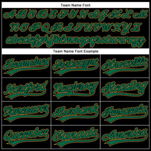 Custom Black Kelly Green-Old Gold 3D Pattern Design Curve Solid Authentic Baseball Jersey