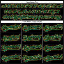 Load image into Gallery viewer, Custom Black Kelly Green-Gold 3D Pattern Design Curve Solid Authentic Baseball Jersey
