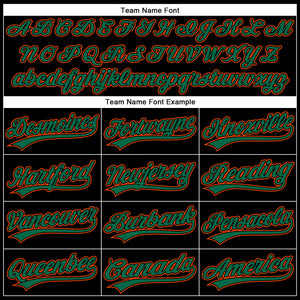 Custom Black Kelly Green-Orange 3D Pattern Design Curve Solid Authentic Baseball Jersey