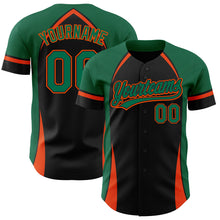 Load image into Gallery viewer, Custom Black Kelly Green-Orange 3D Pattern Design Curve Solid Authentic Baseball Jersey
