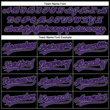 Load image into Gallery viewer, Custom Black Purple-Gray 3D Pattern Design Curve Solid Authentic Baseball Jersey
