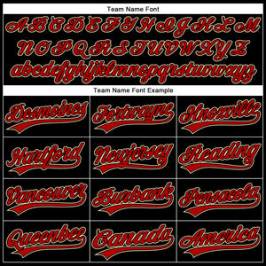 Custom Black Red-Cream 3D Pattern Design Curve Solid Authentic Baseball Jersey