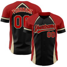 Load image into Gallery viewer, Custom Black Red-Cream 3D Pattern Design Curve Solid Authentic Baseball Jersey
