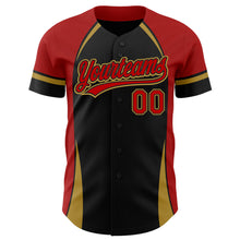 Load image into Gallery viewer, Custom Black Red-Old Gold 3D Pattern Design Curve Solid Authentic Baseball Jersey
