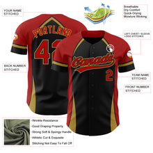 Load image into Gallery viewer, Custom Black Red-Old Gold 3D Pattern Design Curve Solid Authentic Baseball Jersey
