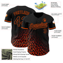 Load image into Gallery viewer, Custom Black Orange 3D Pattern Design Leopard Print Fade Fashion Authentic Baseball Jersey
