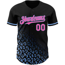 Загрузить изображение в средство просмотра галереи, Custom Black Pink-Light Blue 3D Pattern Design Leopard Print Fade Fashion Authentic Baseball Jersey
