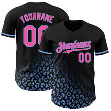 Загрузить изображение в средство просмотра галереи, Custom Black Pink-Light Blue 3D Pattern Design Leopard Print Fade Fashion Authentic Baseball Jersey
