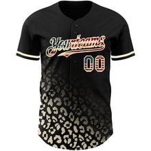 Загрузить изображение в средство просмотра галереи, Custom Black Vintage USA Flag-Cream 3D Pattern Design Leopard Print Fade Fashion Authentic Baseball Jersey
