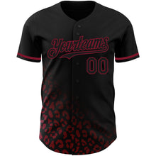 Загрузить изображение в средство просмотра галереи, Custom Black Crimson 3D Pattern Design Leopard Print Fade Fashion Authentic Baseball Jersey
