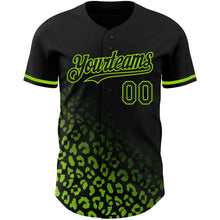 Загрузить изображение в средство просмотра галереи, Custom Black Neon Green 3D Pattern Design Leopard Print Fade Fashion Authentic Baseball Jersey
