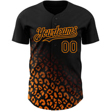 Загрузить изображение в средство просмотра галереи, Custom Black Bay Orange 3D Pattern Design Leopard Print Fade Fashion Authentic Baseball Jersey
