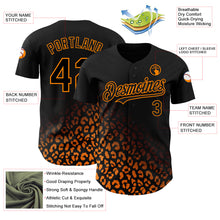 Загрузить изображение в средство просмотра галереи, Custom Black Bay Orange 3D Pattern Design Leopard Print Fade Fashion Authentic Baseball Jersey
