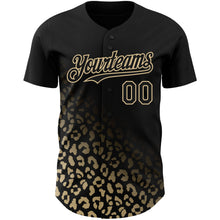 Загрузить изображение в средство просмотра галереи, Custom Black Vegas Gold 3D Pattern Design Leopard Print Fade Fashion Authentic Baseball Jersey
