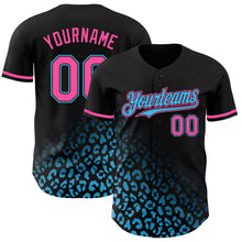 Загрузить изображение в средство просмотра галереи, Custom Black Pink-Sky Blue 3D Pattern Design Leopard Print Fade Fashion Authentic Baseball Jersey
