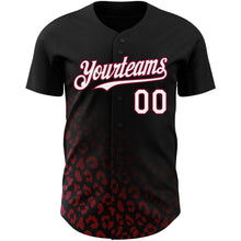 Загрузить изображение в средство просмотра галереи, Custom Black White-Maroon 3D Pattern Design Leopard Print Fade Fashion Authentic Baseball Jersey
