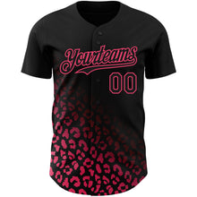 Загрузить изображение в средство просмотра галереи, Custom Black Neon Pink 3D Pattern Design Leopard Print Fade Fashion Authentic Baseball Jersey
