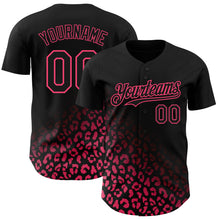 Загрузить изображение в средство просмотра галереи, Custom Black Neon Pink 3D Pattern Design Leopard Print Fade Fashion Authentic Baseball Jersey
