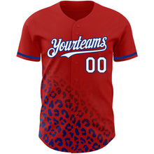 Загрузить изображение в средство просмотра галереи, Custom Red White-Royal 3D Pattern Design Leopard Print Fade Fashion Authentic Baseball Jersey
