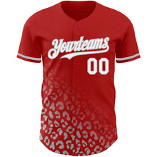 Загрузить изображение в средство просмотра галереи, Custom Red White-Gray 3D Pattern Design Leopard Print Fade Fashion Authentic Baseball Jersey
