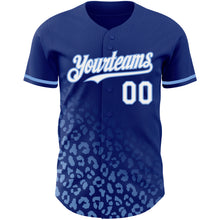 Загрузить изображение в средство просмотра галереи, Custom Royal White-Light Blue 3D Pattern Design Leopard Print Fade Fashion Authentic Baseball Jersey
