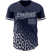 Загрузить изображение в средство просмотра галереи, Custom Navy White 3D Pattern Design Leopard Print Fade Fashion Authentic Baseball Jersey
