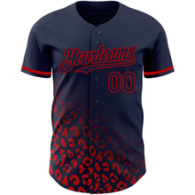 Загрузить изображение в средство просмотра галереи, Custom Navy Red 3D Pattern Design Leopard Print Fade Fashion Authentic Baseball Jersey
