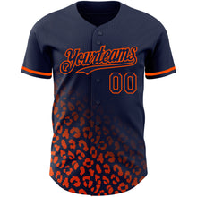 Load image into Gallery viewer, Custom Navy Orange 3D Pattern Design Leopard Print Fade Fashion Authentic Baseball Jersey
