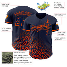 Load image into Gallery viewer, Custom Navy Orange 3D Pattern Design Leopard Print Fade Fashion Authentic Baseball Jersey
