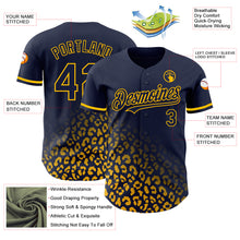 Load image into Gallery viewer, Custom Navy Gold 3D Pattern Design Leopard Print Fade Fashion Authentic Baseball Jersey
