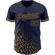 Load image into Gallery viewer, Custom Navy Old Gold 3D Pattern Design Leopard Print Fade Fashion Authentic Baseball Jersey
