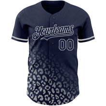 Загрузить изображение в средство просмотра галереи, Custom Navy Gray 3D Pattern Design Leopard Print Fade Fashion Authentic Baseball Jersey
