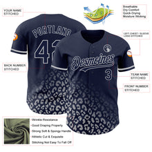 Charger l&#39;image dans la galerie, Custom Navy Gray 3D Pattern Design Leopard Print Fade Fashion Authentic Baseball Jersey
