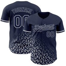 Charger l&#39;image dans la galerie, Custom Navy Gray 3D Pattern Design Leopard Print Fade Fashion Authentic Baseball Jersey
