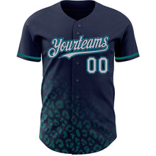 Load image into Gallery viewer, Custom Navy Gray-Teal 3D Pattern Design Leopard Print Fade Fashion Authentic Baseball Jersey
