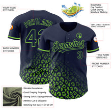 Charger l&#39;image dans la galerie, Custom Navy Neon Green 3D Pattern Design Leopard Print Fade Fashion Authentic Baseball Jersey
